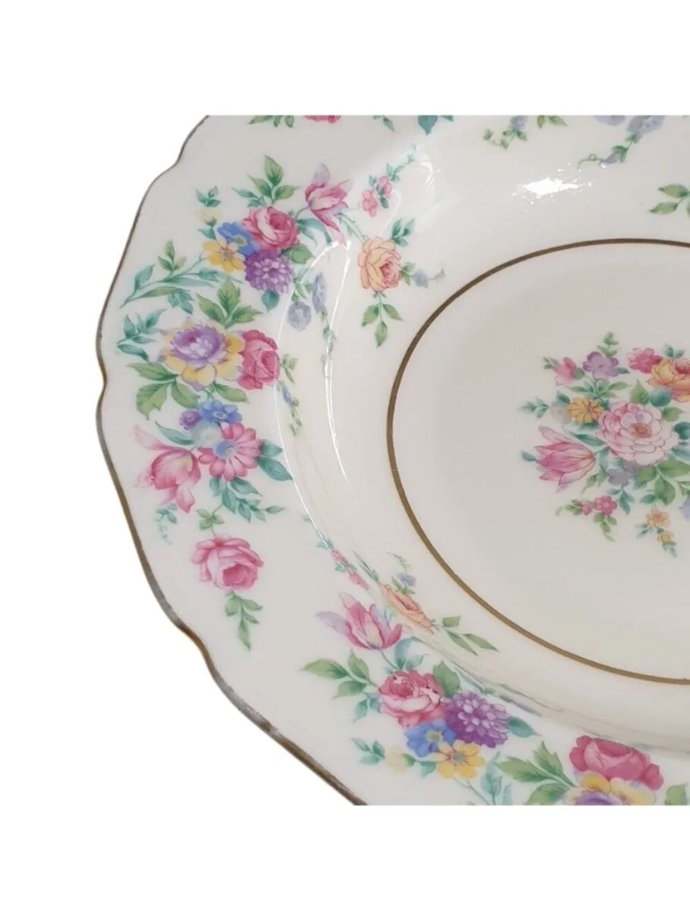 Thomas Ivory Bavaria Mayfair Floral Rimmed Soup Bowl Vintage Porcelain Gold Trim
